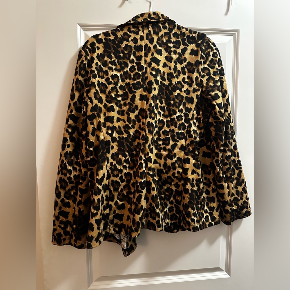 Mango Leopard Print Blazer - Black and Tan - Picture 2 of 2